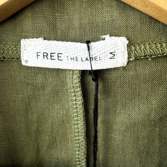 NWT Free The Label 100% Linen Sz M Corfu Blazer in HTF Olive Green, MSRP $192 - Picture 7 of 9